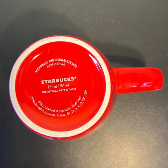 STARBUCKS Coffee Mermaid Siren Logo Vertical Marbleized Red Ceramic Mug ~ 2022 - Picture 14 of 15